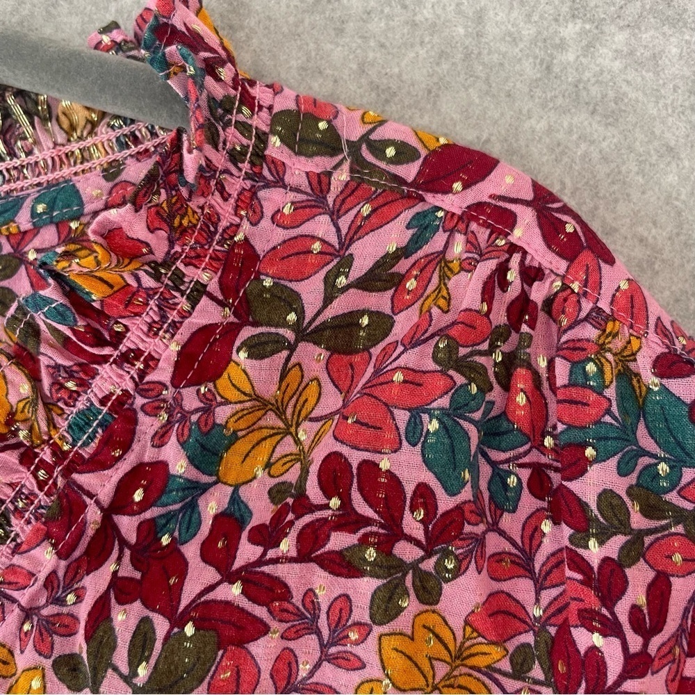 Floral Print Top Metallic Women's Cottagecore - Picture 7 of 13